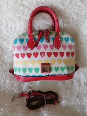 Dooney Bourke Zip Crossbody Satchel Multi Heart Rainbow Hearts