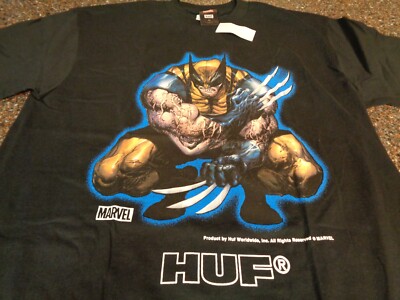 HUF x Marvel Wolverine Brooding Adult Large T-Shirt Black SS Deadpool New