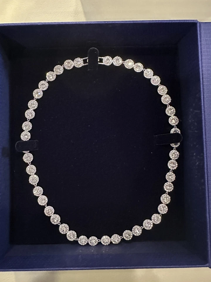 Swarovski Angelic 38cm Collana da Donna con Cristalli Placcatura Rodio - Bianca - Immagine 2 di 4