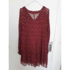 Sezane Silk Burgundy Mini Dress, size 40