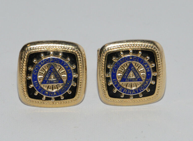 COSMOPOLITAN INTERNATIONAL UNITY SERVICE ACTION CUFFLINKS Gold Tone