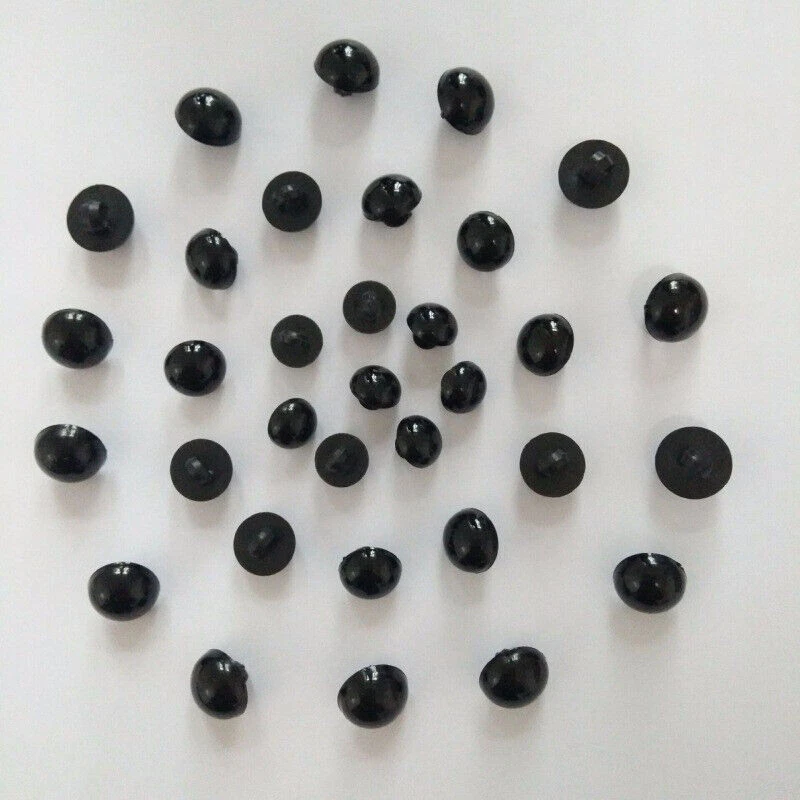 100x Plastic Black Shank Buttons For Toy Doll Eyes DIY Clothing Sewing Accessory - Image 3 of 4