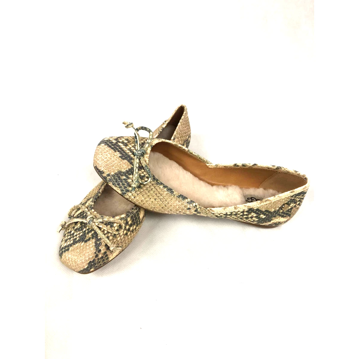 UGG Snakeskin Flats Lena Exotic Lamb s Wool Slip on Loafers