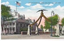 Bee Hive House and Eagle Gate, Salt Lake City, Utah,Unused Linen Postcard