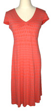 Toad & Co Dress Rosemarie Sz Small V Neck Coral Geometric Pattern