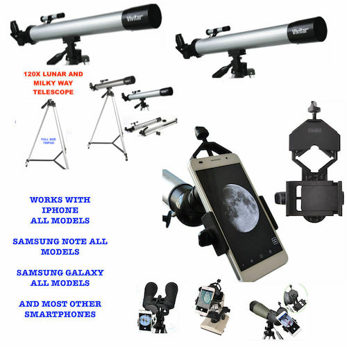 120X TELESCOPE FULL 57&#034; TRIPOD LUNAR AND FOR STAR OBSERVATION + SMARTPHONE MOUNT