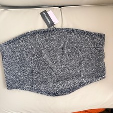 PrettyLittleThing Grey Bobble Denim Corset Crop Top NWT 8 Club Strapless Shirt