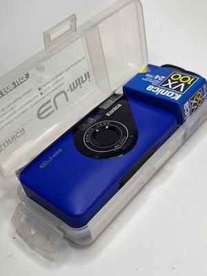 Konica EU-mini Blue 35mm Film Camera NOS Original Case VX100 Film Vintage