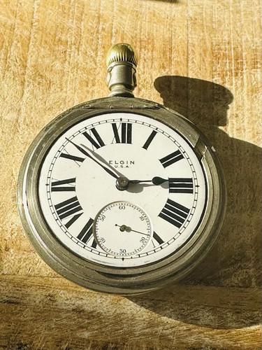 Antique Elgin Natl Watch Co. 7J Front Screw Case USA Mens Pocket Watch-Needs Att - Picture 3 of 8