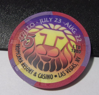 TROPICANA RESORT & CASINO $5 (LTD 1000) casino gaming poker chip Las Vegas NV