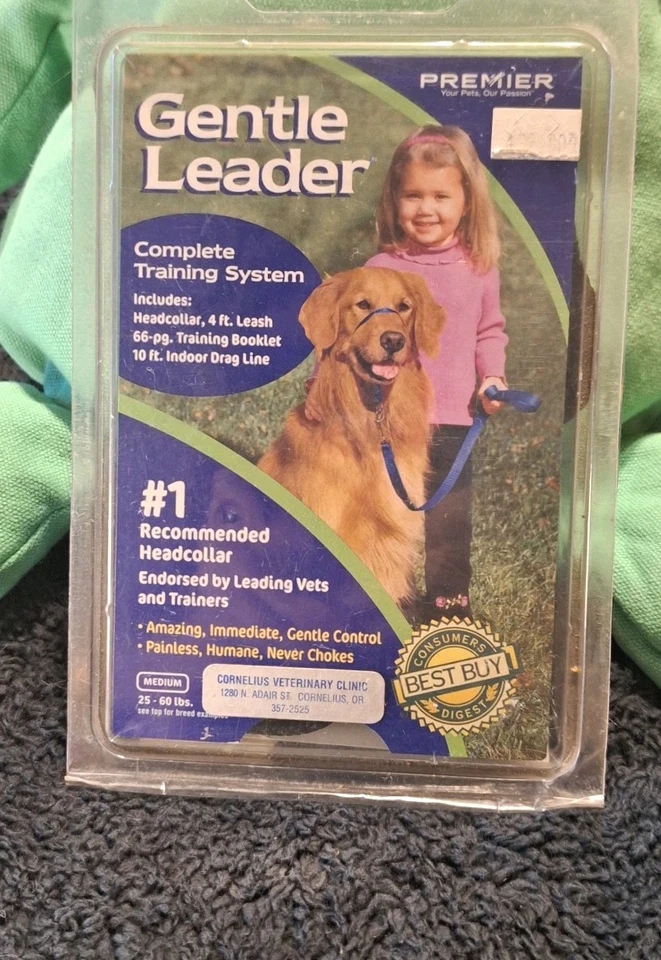 Collar Gentle Leader para perros negro mediano 25-60 libras sin estrangulamiento línea de arrastre de 10 pies Foto 2 de 4