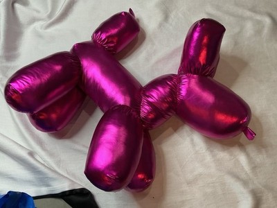 Huge Balloon Animal Dog Plush 28'' x 24'' Neon pink Iridescent Stuffed jumbo size 