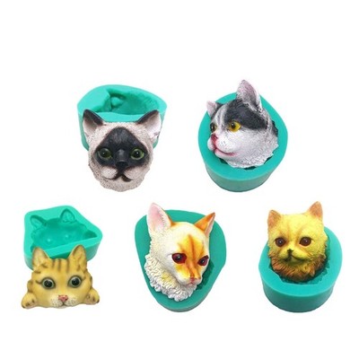 Cats for Head Silicone Moulds Fondant Cake Decoration Clay Mould Candy Chocol