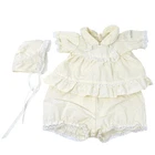 Vintage CABBAGE PATCH KIDS Doll Outfit Dress Bloomers Bonnet  Cream White Lace