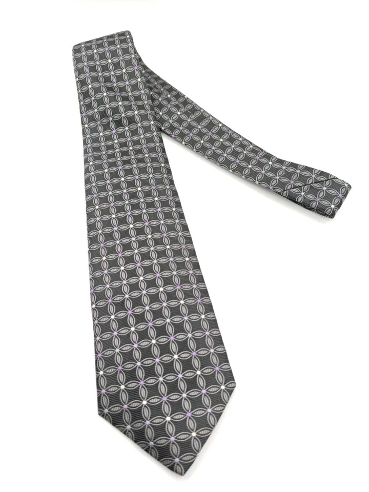 🇬🇧 Corbata de seda geométrica negra púrpura Charles Tyrwhitt para hombre 59x3 5/8  Foto 4 de 4