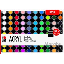 Marabu Acrylfarben Set Basic 80 Farben je 3,5 ml Wasserbasis