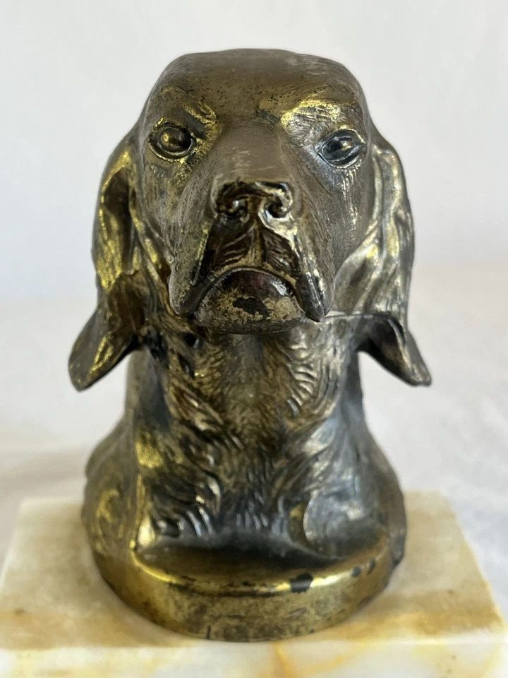 Bookend vintage para cachorros Labrador em latão com base de mármore - Imagem 4 de 4