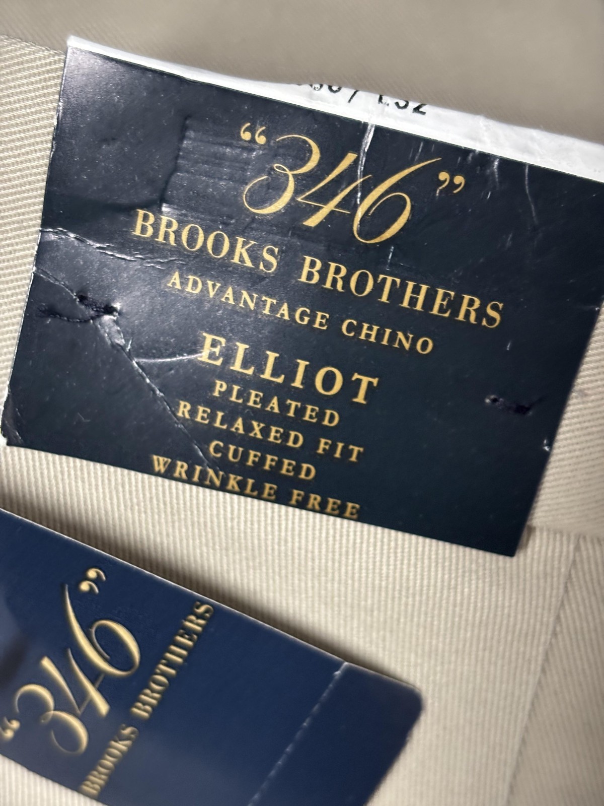 Brooks Brothers Pants Mens 36x32 Beige Advantage Chino Elliot Pleated Cuffed thumbnail 2