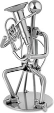 Broadway Gift Silvertone Tuba Player Table Top Figurine  6" Handcrafted Meta...