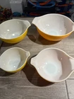 Vintage Pyrex Sunflower Daisy Yellow Orange Cinderella Nesting Bowl Set Of 4