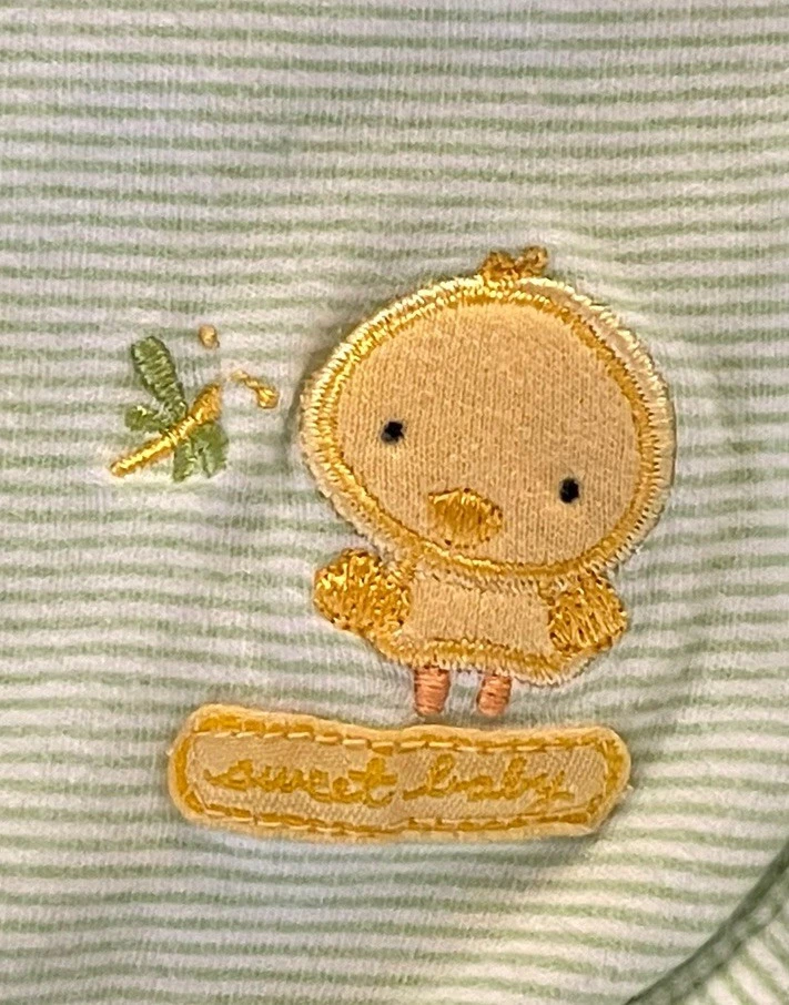 🐥 Y2K Carter’s Just One Year Baby Blanket Green Stripe Duck 24x32 Vintage RARE - Image 3 of 4