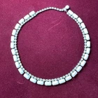Vintage Classy Choker Kramer New York Signed Milk Glass Necklace Rhinestones