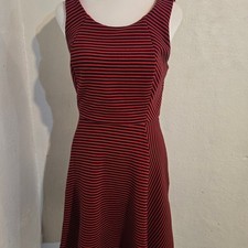 Express Red and Navy Striped Midi Dres Size S