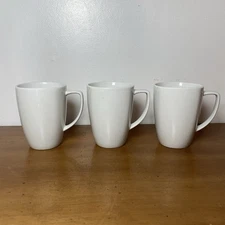 Corelle Porcelain Coordinates Coffee Mugs Tea Cups White Square Plain Set Of 3