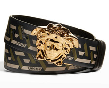 NWT Versace La Medusa Gold Greca Greek Key Reversible Leather Belt 85 US 34 795