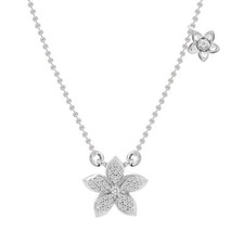 LADIES NECKLACE 0.15CT ROUND DIAMOND 14K WHITE GOLD