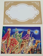 Christmas Religious Mass Greeting Card  w/  Envelope - Gold Foil Wise Men