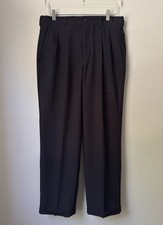 Men s Claiborne Black Cuff Pleated Formal Trousers Size 32x30 Carrer Pants