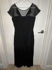 Carmen Marc Valvo Womens Sleeveless Black Maxi Silk Sheath Dress Tierer Size 10