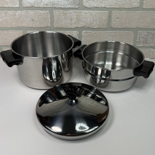 Farberware Padella Pentola in Acciaio Inox Durevole 3 Qt con Inserto Vaporiera e Coperchio - Foto 5 di 23