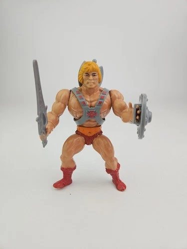 Vintage 1981 He-Man (Mexico) – Taiwan Axe & Shield – USA Sword – Complete MOTU.
