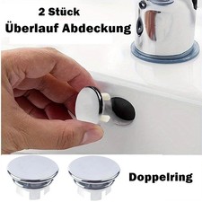 2 x Waschbecken Chrom &Uuml;berlaufblende Einsatz Doppelring &Uuml;berlauf Abdeckung