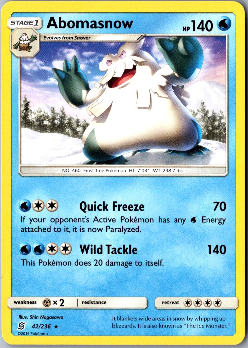Abomasnow 42/236 Rare SM Unified Minds LP Pokemon Card