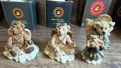 Vintage Boyds Bears & Friends Bearstone Angel Figurines Lot 3 2029 2286 Boxed