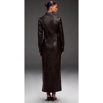 chinese dress ladies Hit Different Faux Leather Mini Dress Black