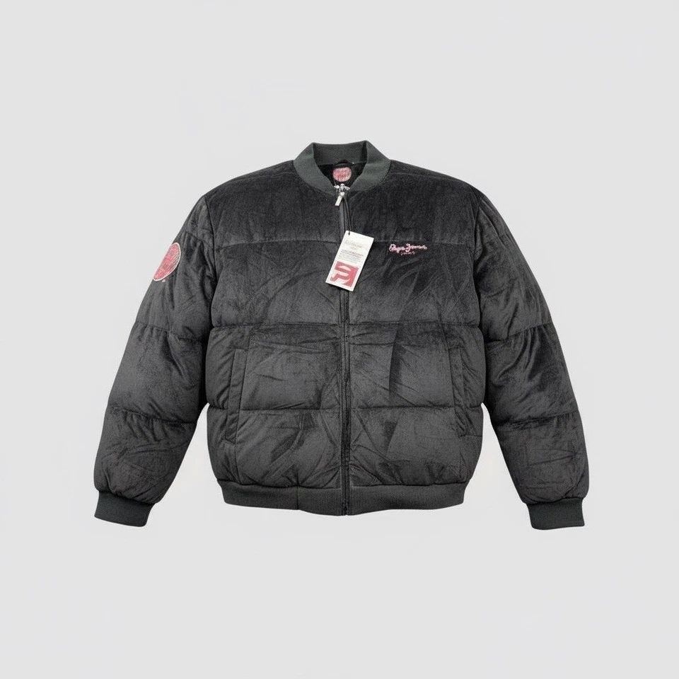 Chaqueta vintage Pepe Jeans London para hombre 42 XL negra acolchada terciopelo plumón muy rara Foto 2 de 4