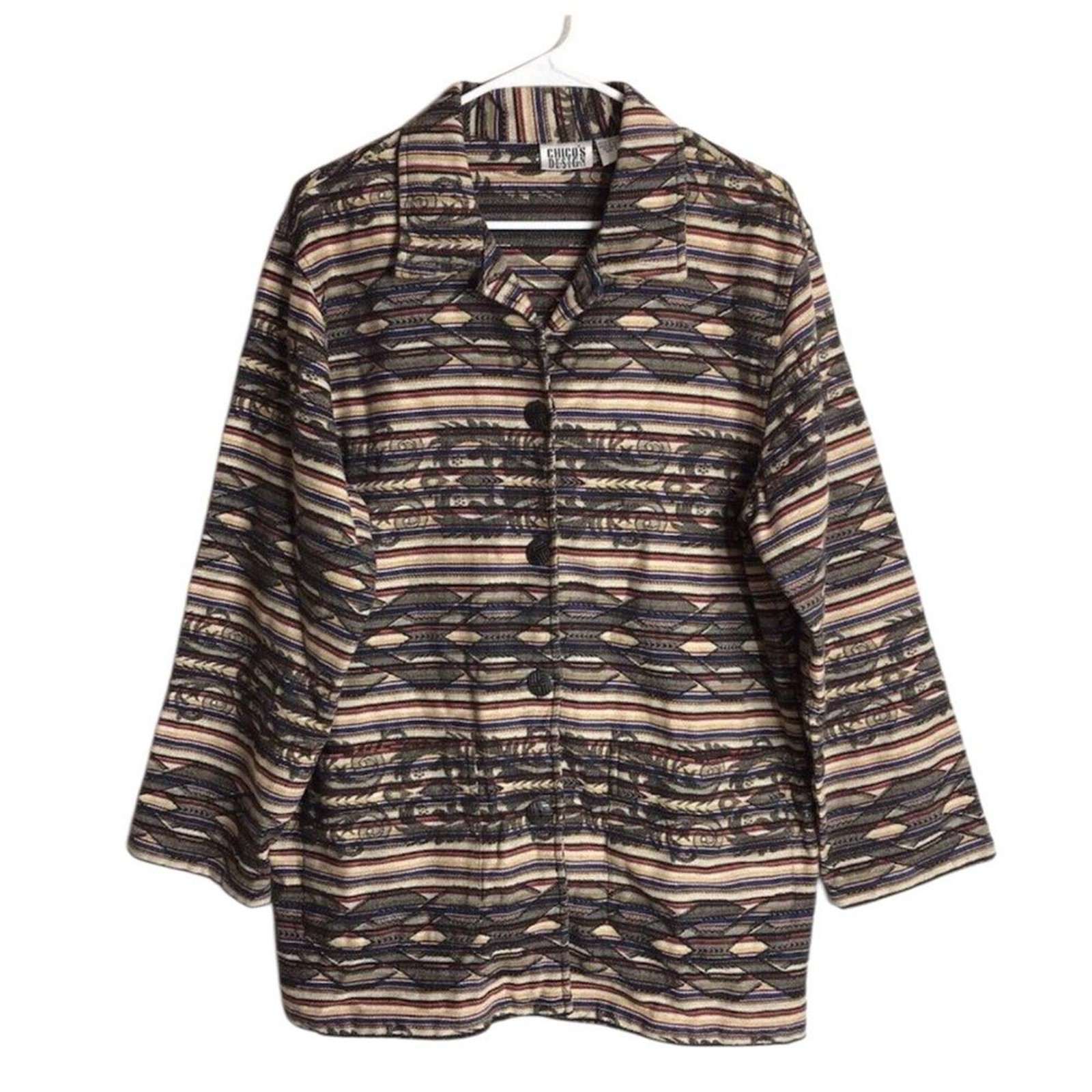 Chicos Design Cotton Jacket Shacket Southwestern … - image 1