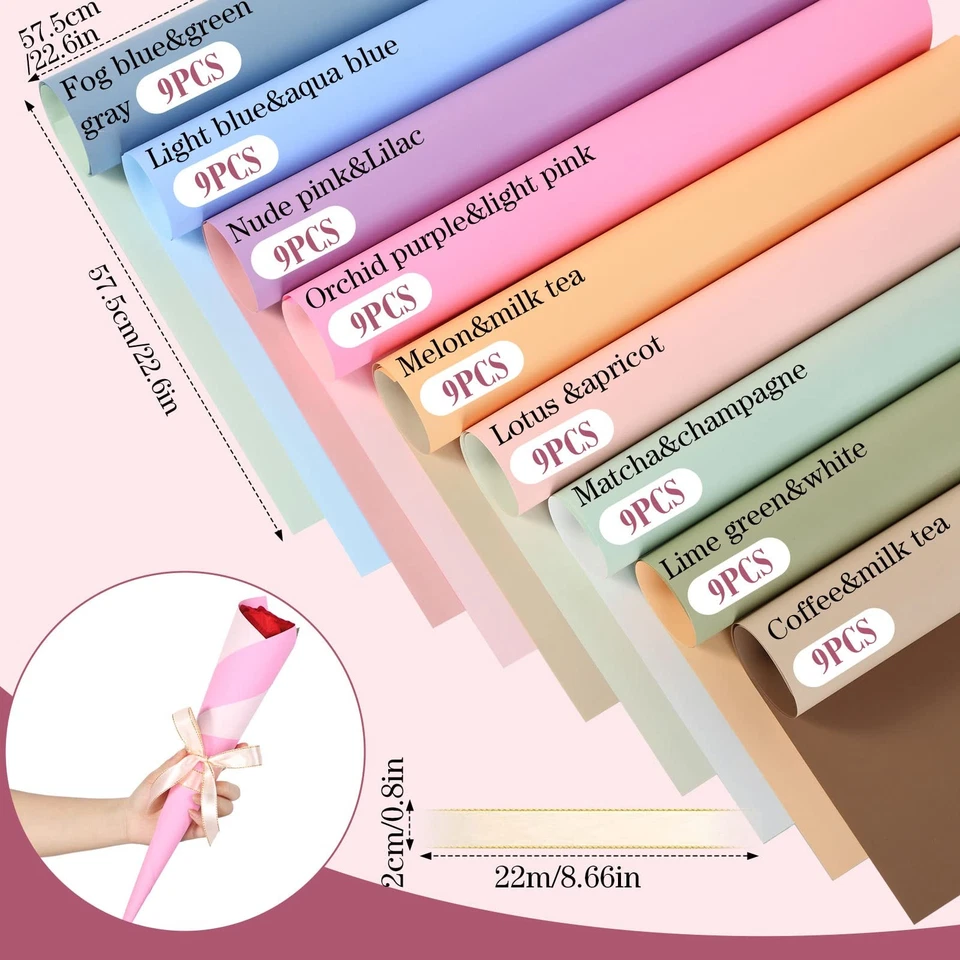 36 Hojas Impermeable Doble Color Papel de Envolver Flores Ramo Floral Suministro... Foto 4 de 4
