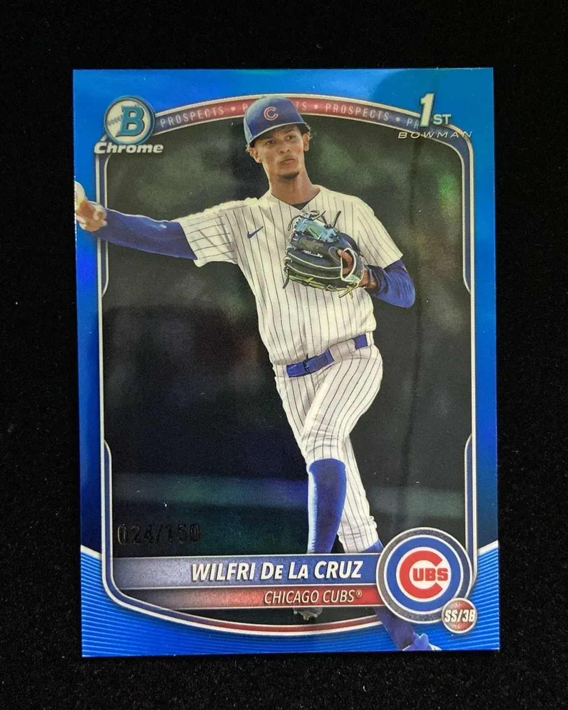 2025 Topps Bowman Chrome Blue #BCP-209 Wilfri De La Cruz 1st 24/150 Cubs HD