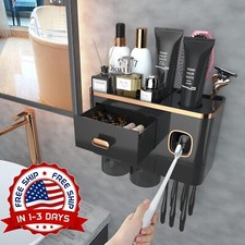 Porta Cepillos De Dientes Organizador Para Ba o Accesorios Dispensador Pasta NEW