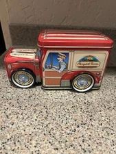 Cherrydale Farms Fine Confections Metal Tin Truck Bank with Wheels Collectible
