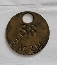 B.M.&M BM&M TOOL CHECK TAG BADGE NUMBER  83