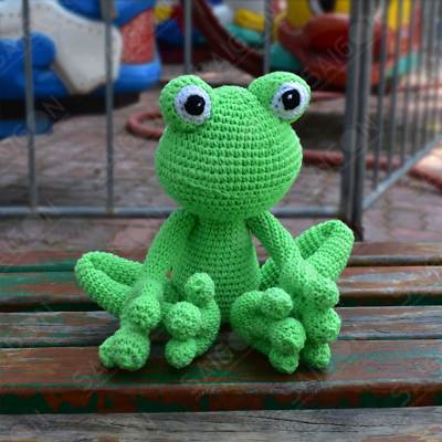 Green Frog - Finished Handmade Amigurumi Crochet Doll