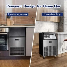 265 lbs /24H Commercial Ice Maker Machine & Freestanding Ice Cube Maker Makes