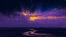 Landscape painting night sky moon clouds river sailing Custom Gaming Mat Desk