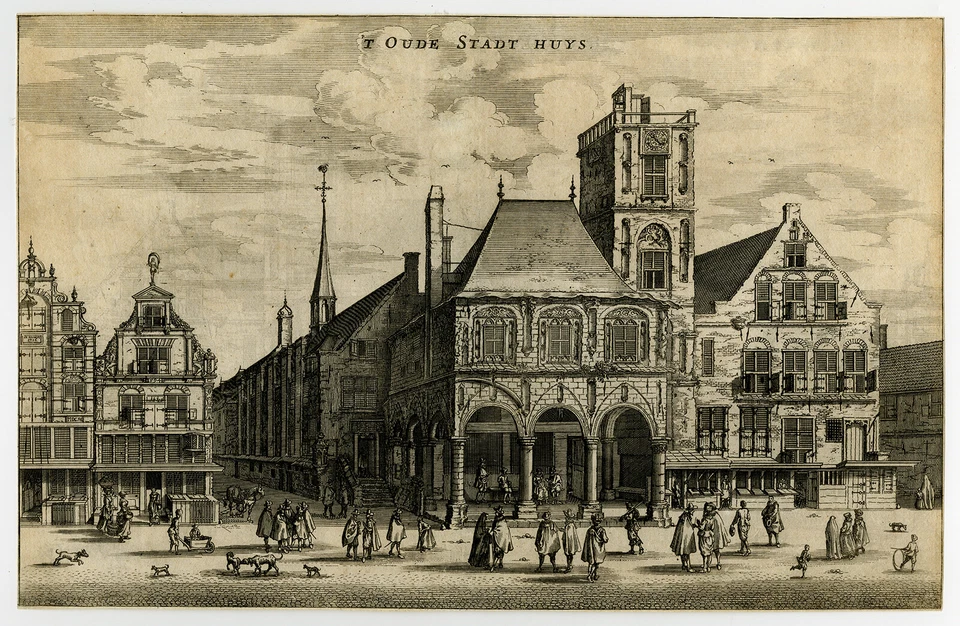 Antique Print-Oude Stadt Huys-Old city hall in Amsterdam-Dapper-Anonymous-1663 - Image 2 of 4